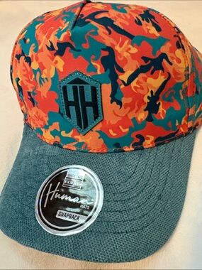 Orange & Teal Camo Snapback Hat